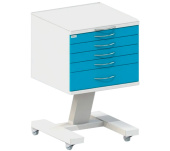 С5 - столик передвижной серия Люкс со столешницей из стекла 5 мм, 5 выдвижных ящиков | Виталия (Россия)